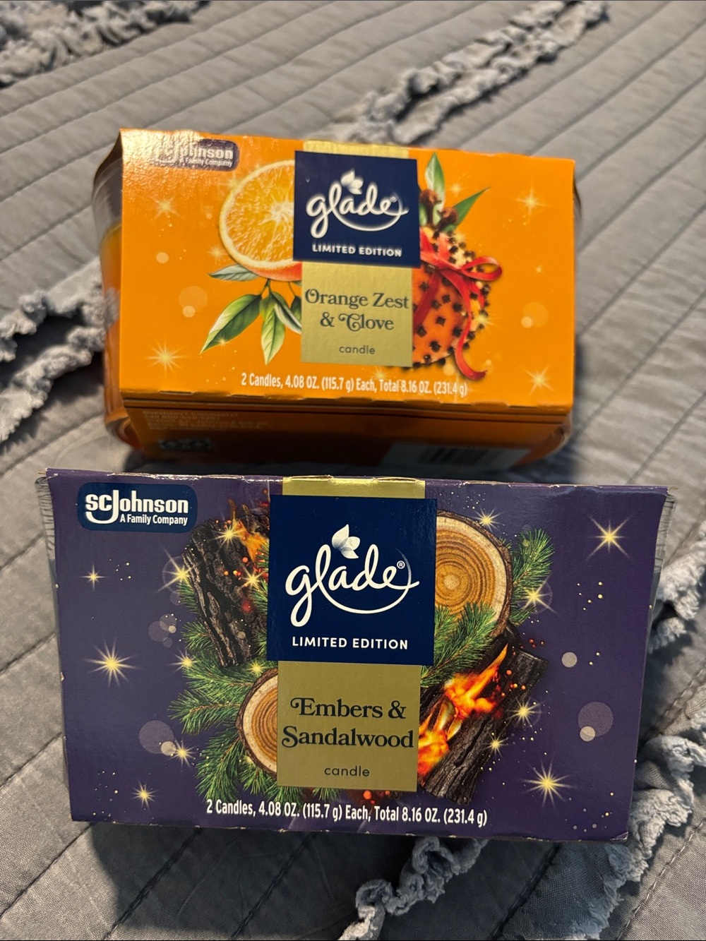 Glade Limited Edition Orange Zest & Embers Candle Duo - Orange and Purple